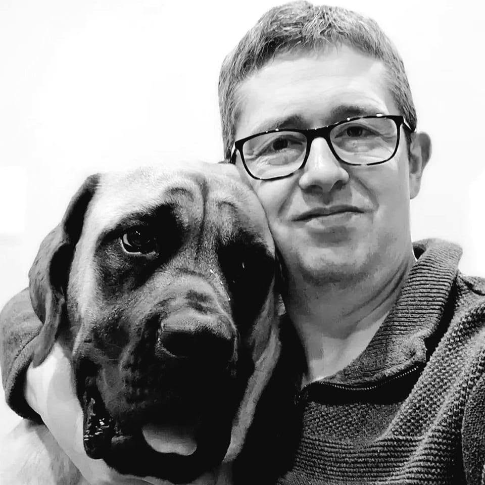 A. F. Sparks with his dog